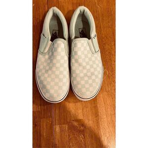 Vans Mint Green Checkered Slip On Sneakers Missy Size 5.5